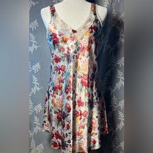 Intimate Moods Floral Satin Lace Slip Dress Cottagecore Y2K Lingerie M